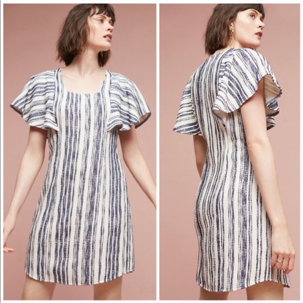 Anthro Akemi + Kin Ruffle Sleeve Striped Dress